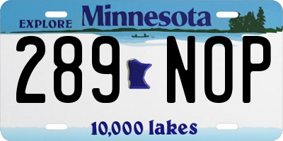 MN license plate 289NOP