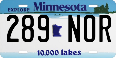 MN license plate 289NOR