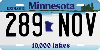 MN license plate 289NOV