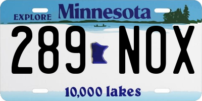 MN license plate 289NOX
