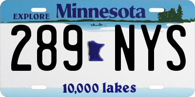 MN license plate 289NYS