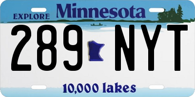 MN license plate 289NYT