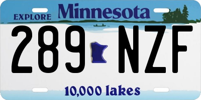 MN license plate 289NZF