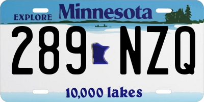 MN license plate 289NZQ