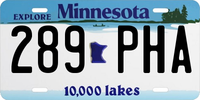 MN license plate 289PHA