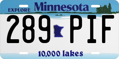 MN license plate 289PIF