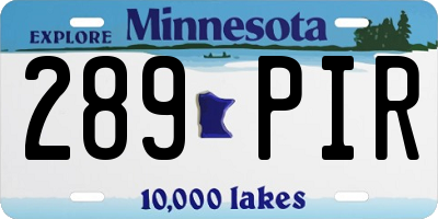 MN license plate 289PIR