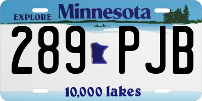 MN license plate 289PJB