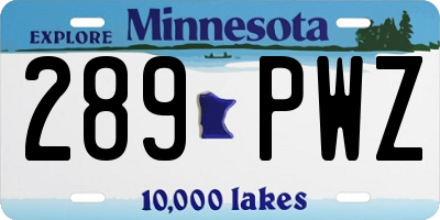 MN license plate 289PWZ