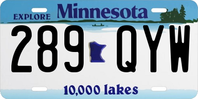 MN license plate 289QYW