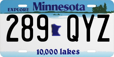 MN license plate 289QYZ
