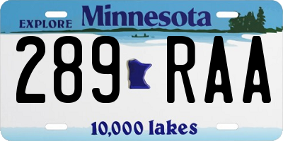 MN license plate 289RAA