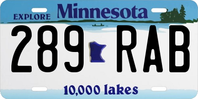 MN license plate 289RAB