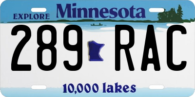 MN license plate 289RAC