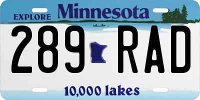 MN license plate 289RAD