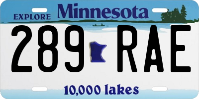 MN license plate 289RAE
