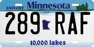 MN license plate 289RAF