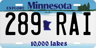 MN license plate 289RAI