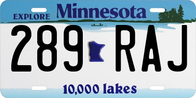 MN license plate 289RAJ