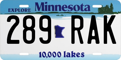 MN license plate 289RAK