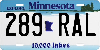 MN license plate 289RAL