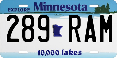 MN license plate 289RAM