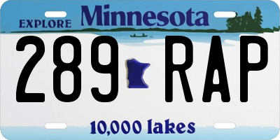 MN license plate 289RAP