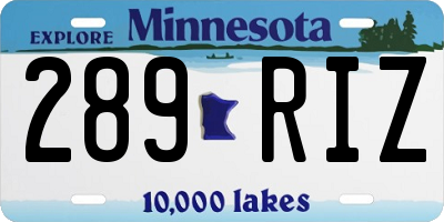 MN license plate 289RIZ