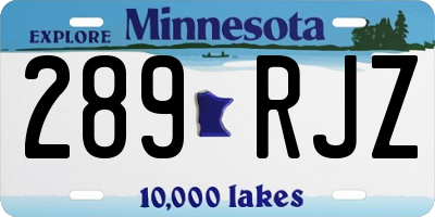 MN license plate 289RJZ