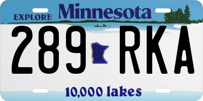 MN license plate 289RKA