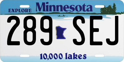 MN license plate 289SEJ