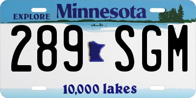 MN license plate 289SGM