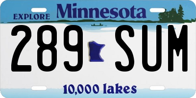 MN license plate 289SUM