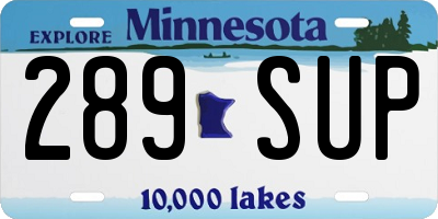 MN license plate 289SUP