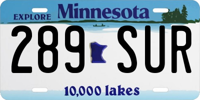 MN license plate 289SUR