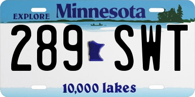 MN license plate 289SWT