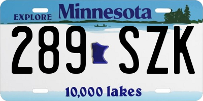 MN license plate 289SZK
