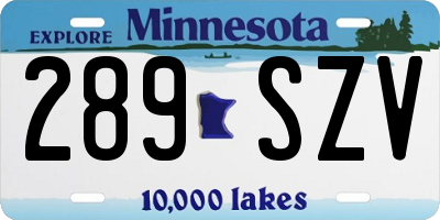 MN license plate 289SZV