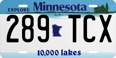MN license plate 289TCX
