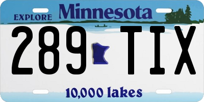MN license plate 289TIX