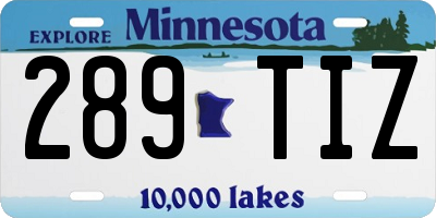 MN license plate 289TIZ