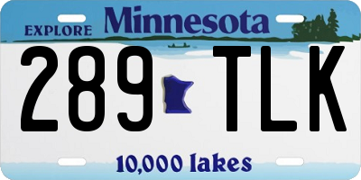 MN license plate 289TLK