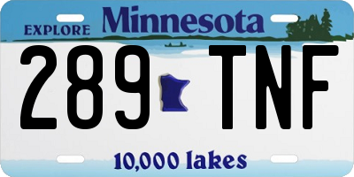 MN license plate 289TNF
