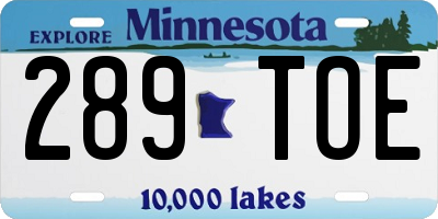 MN license plate 289TOE