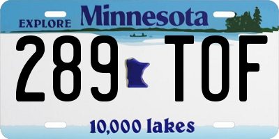 MN license plate 289TOF