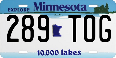 MN license plate 289TOG