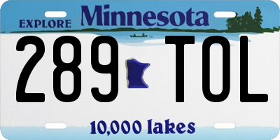 MN license plate 289TOL