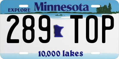 MN license plate 289TOP