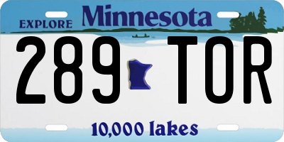 MN license plate 289TOR