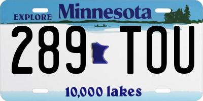 MN license plate 289TOU